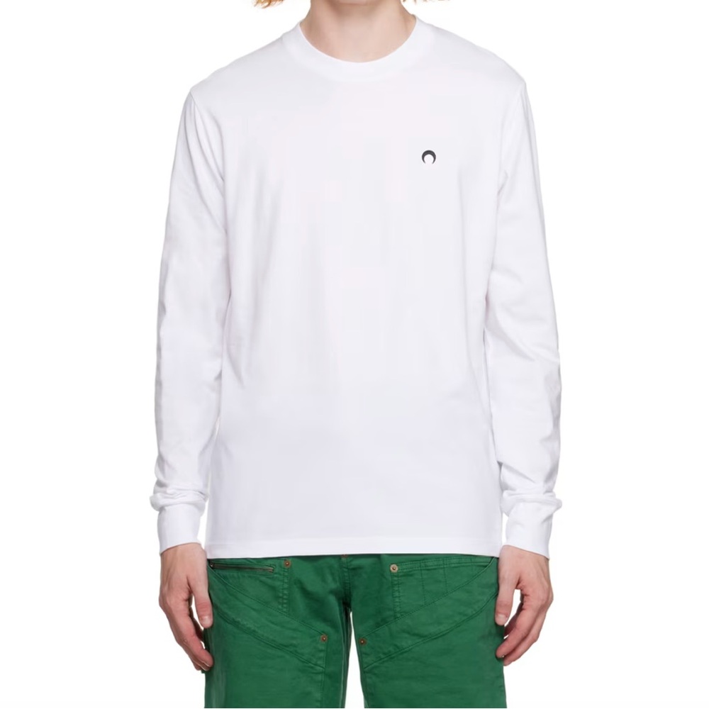 Marine Serre White Embroidered Long Sleeve T-Shirt